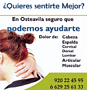 ¿Tienes algun dolor? ¿Te sientes mal? En Osteavila seguro que podemos ayudarte con osteopatía, terapia craneosacral y otras terapias naturales si tienes algún problema, dolor, u alteración